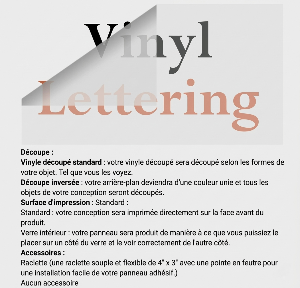 Lettrage en vinyle découpé sur mesure