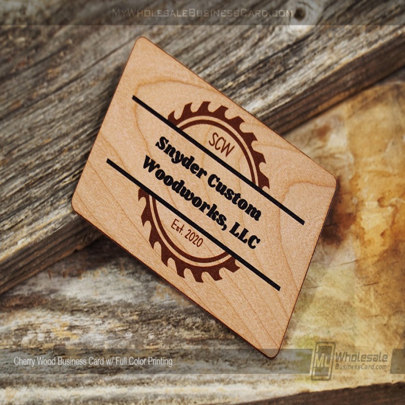 Cartes de visite en bois de cerisier